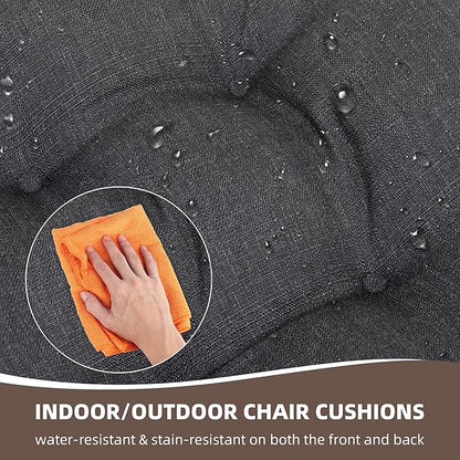 RACE LEAF 4 Pack Patio Chair Cushions 17x17 Inch, Thickened Waterproof Cushions with Stain Resistant Cover and Non-Slip Ties for Patio Furniture (Gray)