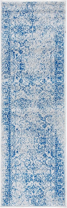 SAFAVIEH Adirondack Collection Runner Rug - 2'6" x 10', Grey & Blue, Distressed Vintage Floral Design, Non-Shedding & Easy to Clean, Ideal for Hallway, Foyer, Entryway, Bedroom (ADR109A)
