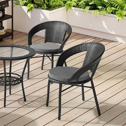 WestinTrends Solace Outdoor Patio Kitchen Dining Chair Round Seat Cushions Set of 4, 16 x 16, Grey