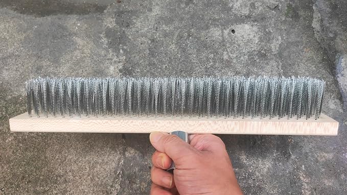 16" Heavy-Duty Rough Surface Floor Brush, Stainless Steel Wire Large Deck Scrub - Image 4