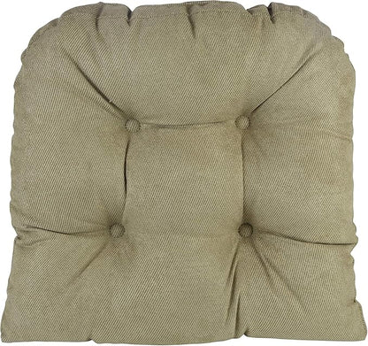 Klear Vu Gripper Overstuffed Universal Non-Slip Dining Chair Cushions for Kitchen Decor or Office Use, U-Shaped Skid-Proof Seat Pad, 17x17 Inches, 2 Count (Pack of 1), Linear Thyme Green