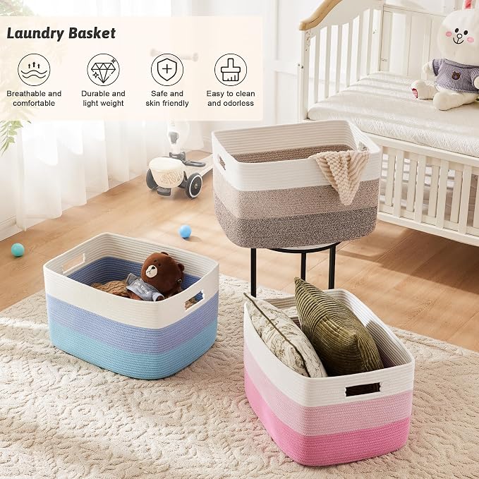 Blanket Basket, Rectangle Woven Baskets - Image 6
