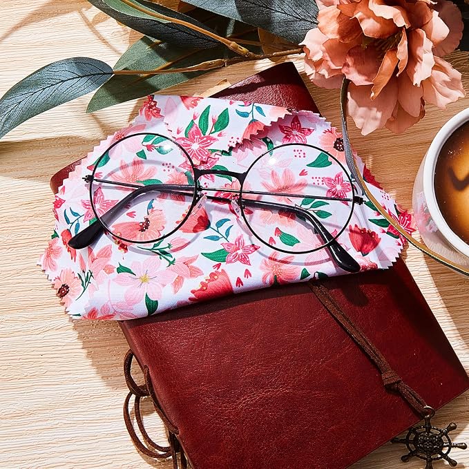 Weewooday 18 Pieces Glasses Cleaning Cloth Cute Flower Spring Floral Design - Image 4