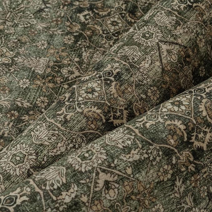 8x10 Area Rug for Living Room Green Brown Vintage Washable Bedroom Carpet Traditional Distressed Soft Non Slip Indoor Large Accent Rug Retro Thin Low Pile Floor Cover for Dining Room Playroom