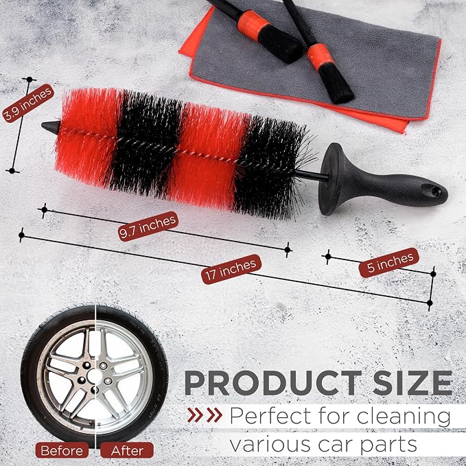 TAKAVU Premium Wheel & Tire Brush, Long Bristle Detailing Brush - Image 2