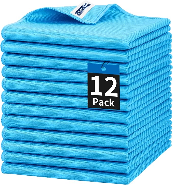 HOMERHYME Microfiber Glass Cleaning Cloth, 12 Pack Window Glass Cleaning Rags by HOMERHYME