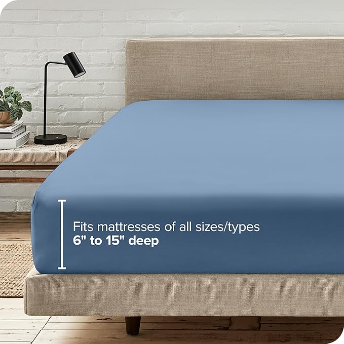 Bare Home Fitted Bottom Sheet Queen Size - Premium 1800 Microfiber - Ultra-Soft Hotel Luxury - Deep Pocket - Durable and Long Lasting - Fitted Sheet (Queen, Coronet Blue)