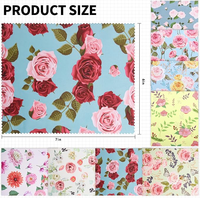 8 Pack Microfiber Cleaning Cloths Multicolor Flower Glasses Cleaning Cloth - Image 2