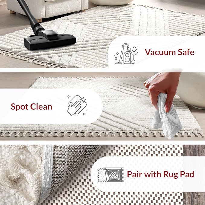 nuLOOM Risette Ivory, 12' x 15', Geometric, Soft and Textured, High Traffic, Stain Resistant, Easy Clean, Durable Area Rug for Bedroom, Living Room, Dining Space, Den, Foyer, Entryway