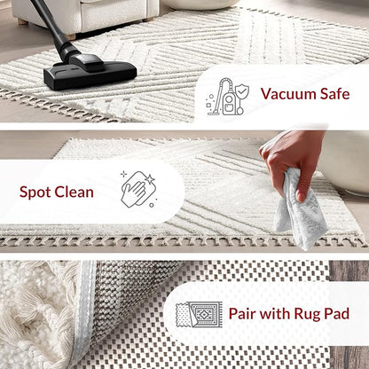 nuLOOM Risette Ivory, 12' x 15', Geometric, Soft and Textured, High Traffic, Stain Resistant, Easy Clean, Durable Area Rug for Bedroom, Living Room, Dining Space, Den, Foyer, Entryway