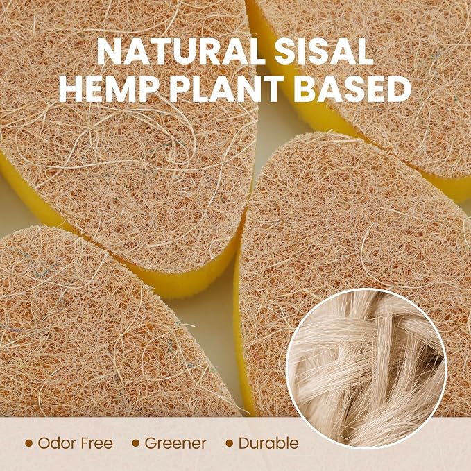 HELIME Natural Dishwand Refills Sponge, Non Scratch Dish Wand Sisal Hemp - Image 2