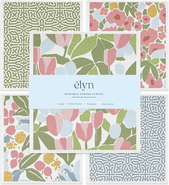 ELYN Swedish Dishcloths, Reusable & Washable Sponge Cloths, Absorbent Cleaning by ELYN