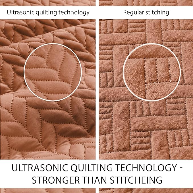 IR Imperial Rooms California King Quilt Bedding Set Size (118"x106") + 2 Pillow Shams (20" x 36"+ 2") - 3 Pcs All Season Reversible Microfiber Coverlet Embossed Quilt Bedspread (Rust)