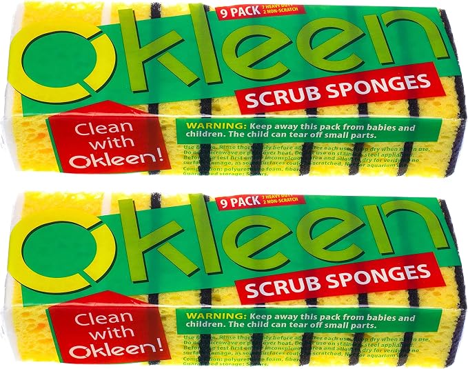 Yellow Multi Use Scrub Sponge. Made in Europe. Large Pack of 18. 4.3x2.8x1.4 - Image 2