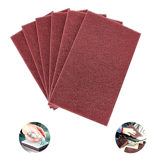 Red Scuff Pads - 6Pcs Scouring Pad - Very Fine Grade Hand Pads, Paint Primer by SooGree