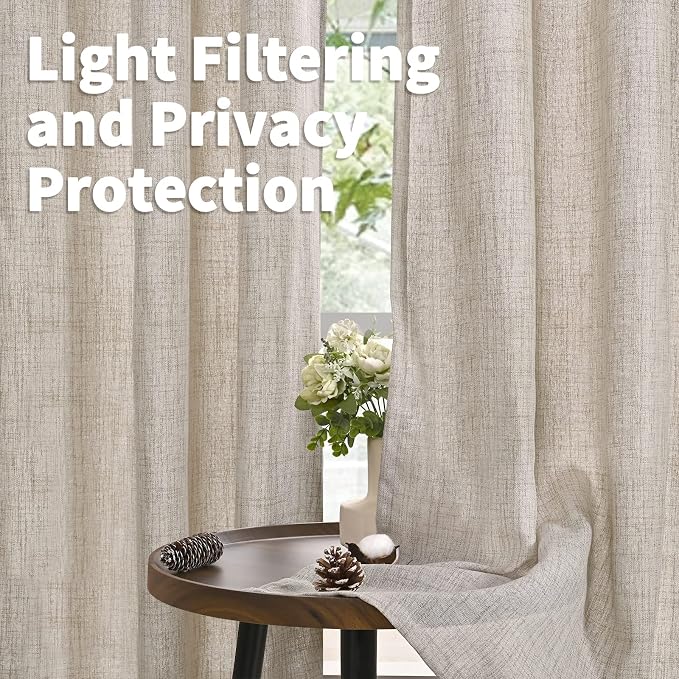 YoungsTex 84 Inch Length Linen Curtains - Image 3