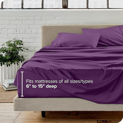 Bare Home King Sheet Set - Luxury 1800 Ultra-Soft Microfiber King Bed Sheets - Double Brushed - Deep Pockets - Easy Fit - 4 Piece Set - Bedding Sheets & Pillowcases (King, Plum)