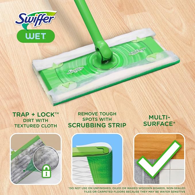 Swiffer Sweep + Mop, Wet Pads Refill, Floor Cleaner - Image 2
