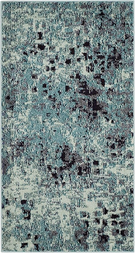 SAFAVIEH Monaco Collection Accent Rug - 2'2" x 4', Light Blue & Multi, Abstract Watercolor Design, Non-Shedding & Easy Care, Ideal for High Traffic Areas in Entryway, Living Room, Bedroom (MNC225J)