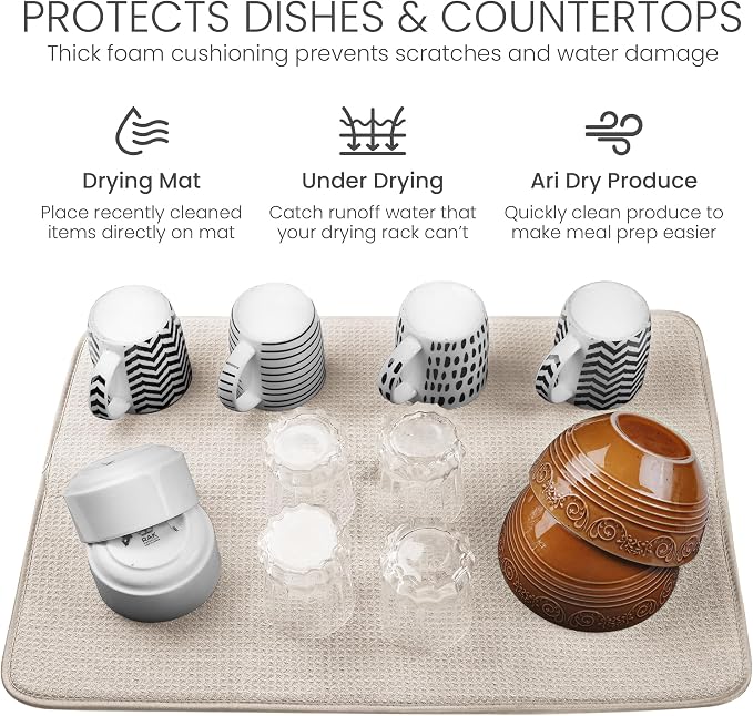 Bellemain XXL Dish Mat 24" x 17" Microfiber Dish Drying Mat, Super absorbent - Image 5