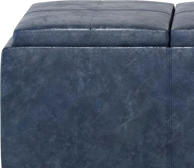 SIMPLIHOME Avalon 42 inch Wide Contemporary Rectangle Storage Ottoman in Denim - Image 6
