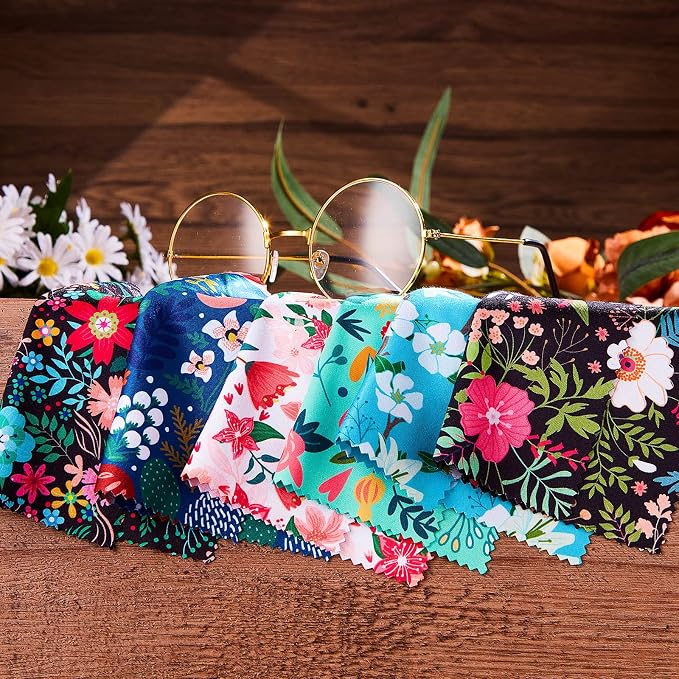 Weewooday 18 Pieces Glasses Cleaning Cloth Cute Flower Spring Floral Design - Image 5