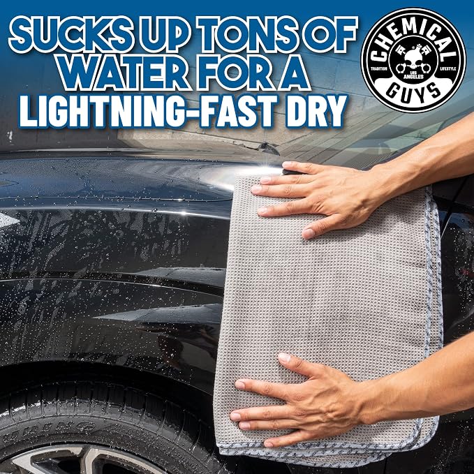 Chemical Guys Waffle Weave Gray Matter Microfiber Drying Towel - Image 6