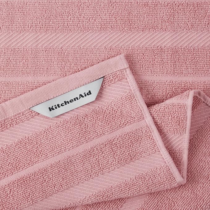 KitchenAid Albany Kitchen Towel 4-Pack Set, Dried Rose/White - Image 3