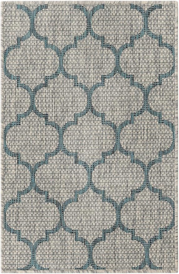 Unique Loom Outdoor Trellis Collection Area Rug (2' x 3' 1" Rectangle, Gray/ Ivory)