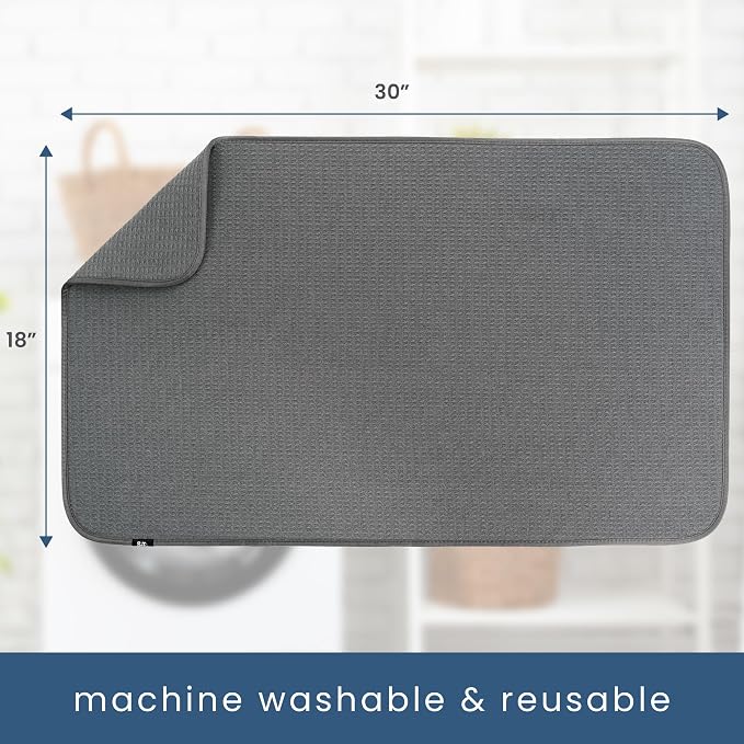 S&T INC. Dish Drying Mat Jumbo, 18” x 30”, Absorbent Microfiber Kitchen Counter - Image 6