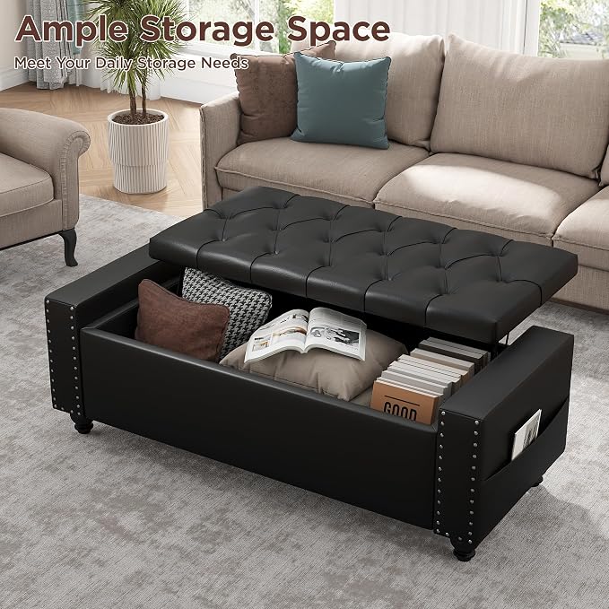 Maupvit Storage Ottoman Bench, 49 Inch Bedroom Bench, Upholstered Ottoman - Image 7