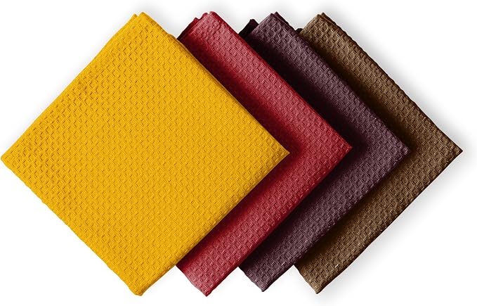 Multicolor Waffle Kitchen Towels, Quick Drying, 100% Cotton, Drying Dishes by HOUSEOFORLO