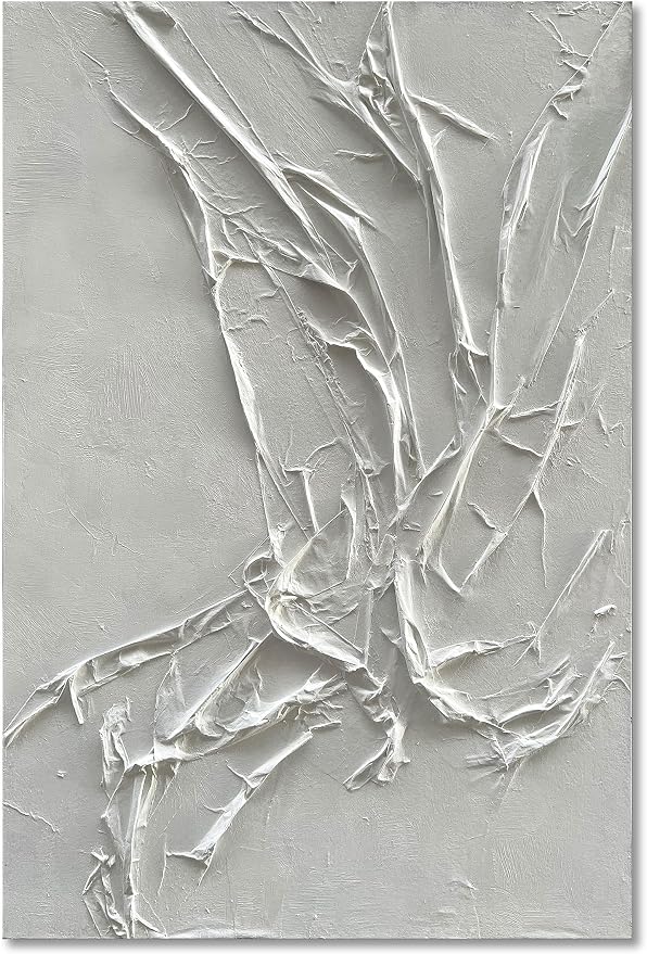 NANKAI Hand-Painted White Texture Abstract Art Painting Minimalist Art Home by NANKAIOilPaintingArt