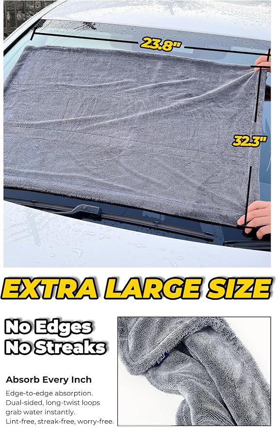 SHSCLY Dual-Sided Microfiber Car Drying Towel – Professional Control, - Image 2