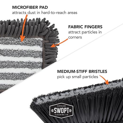 SWOPT Angled Broom Head + 12” Dust Mop Head + Plastic Dustpan – Multi-Surface - Image 7