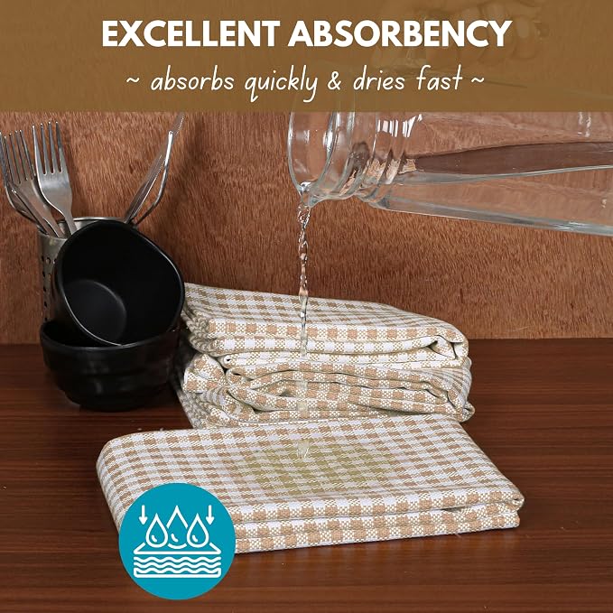 Native Fab 6 Pack Gingham Mini Check Kitchen Hand Towels Set - Image 2