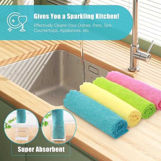 MOONQUEEN 12 Pack Microfiber Cleaning Cloth - Image 7