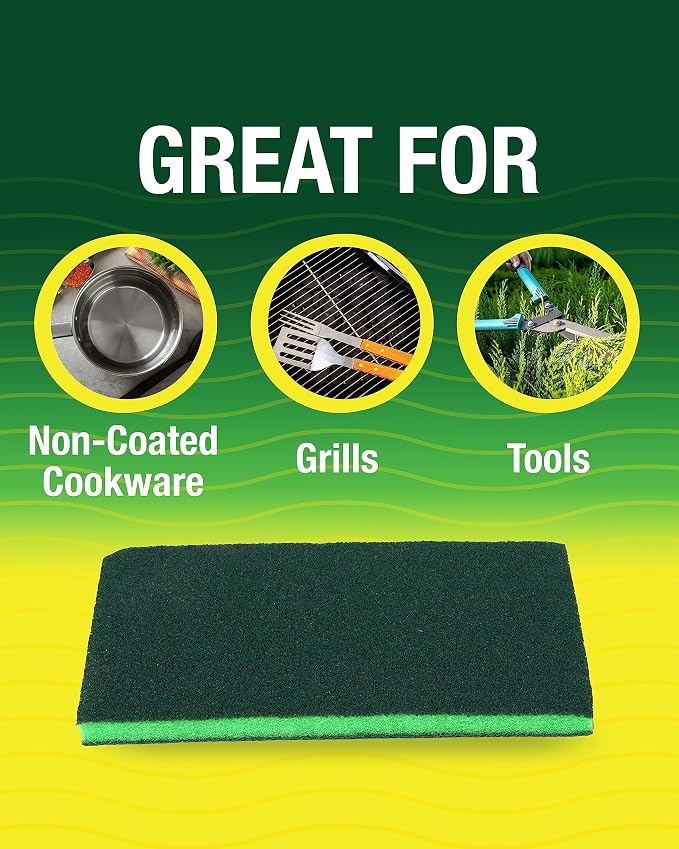 Heavy Duty Odor Resistant Multi-Purpose Scouring Pads, Dual Sided, Safe - Image 3