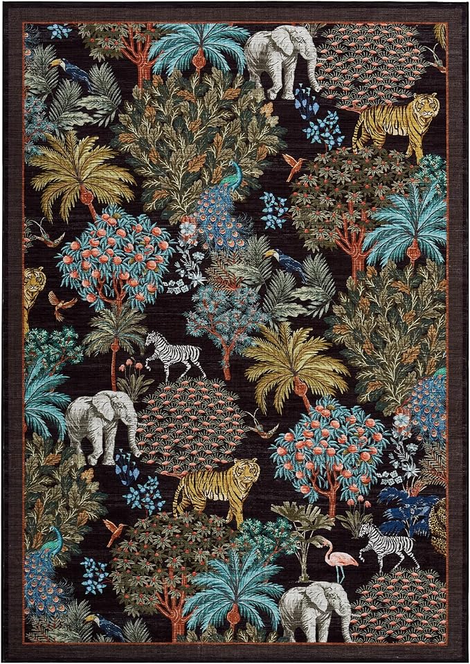 GarveeHome Jungle Animal Print Rug 4x6 Washable Area Rugs - Image 4