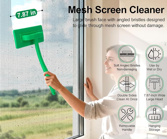 MyLifeUNIT Mesh Screen Cleaner, Detachable Window Screen Cleaning Brush Washing - Image 5