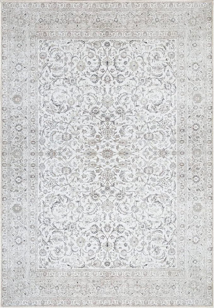 Bloom Rugs Washable Non-Slip 9' x 12' Rug - Beige/Off White Traditional Bordered Area Rug for Living Room, Bedroom, Dining Room, and Kitchen - Exact Size: 9' x 12'