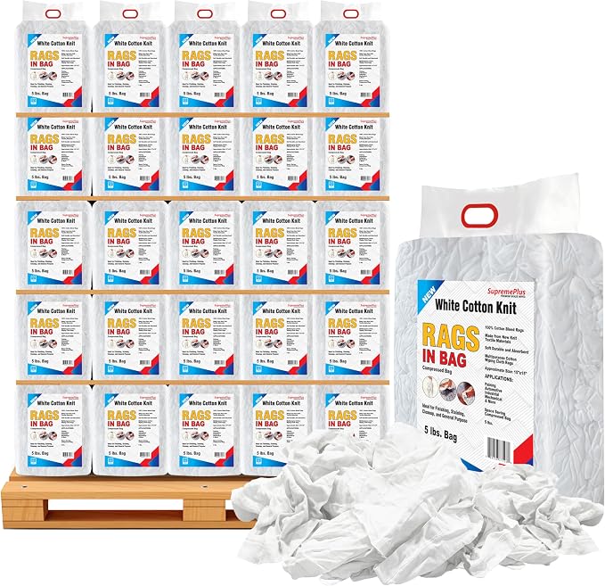 Premium White T-Shirt Cleaning Rags – White Cotton Rags by SupremePlus
