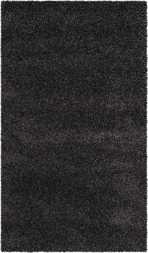 SAFAVIEH Milan Shag Collection Accent Rug - 3' x 5', Dark Grey, Solid Design, Non-Shedding & Easy Care, 2-inch Thick Ideal for High Traffic Areas in Entryway, Living Room, Bedroom (SG180-8484)