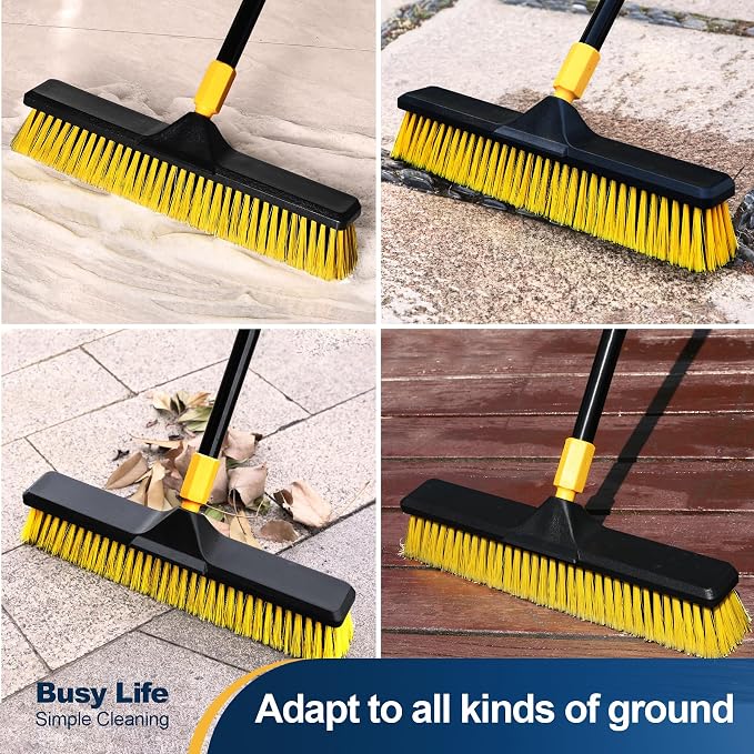 Yocada 18 Inch Push Broom Heavy-Duty Outdoor Commercial Broom Brush Stiff - Image 6