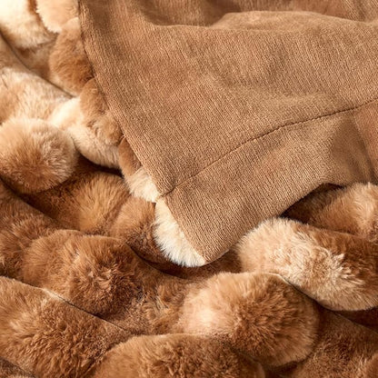 Cozy Bliss Faux Fur Throw Blanket for Couch, Cozy Warm Plush Striped Blanket for Sofa Bedroom Living Room, 60 * 80 Inches Tie-dye Brown