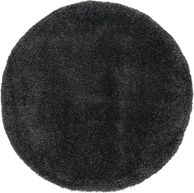 SAFAVIEH Milan Shag Collection 9' Round Dark Grey SG180 Solid Non-Shedding Living Room Bedroom Dining Room Entryway Plush 2-inch Thick Area Rug