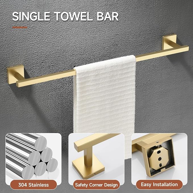 TQKAG 5-Piece Bathroom Accessories Set Brushed Gold Bathroom Hardware Set - Image 4