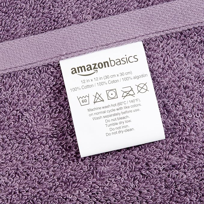 Amazon Basics washcloth for Bathroom, 100% Cotton Extra Absorbent, Fast Drying - Image 6