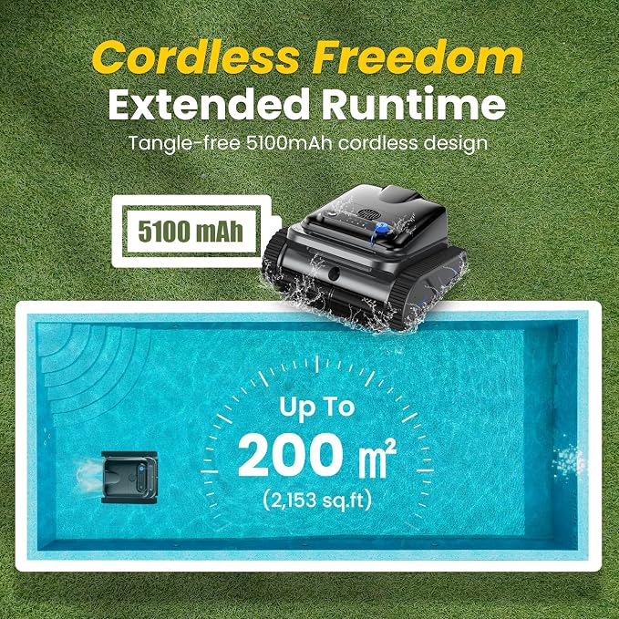 Y50S Robotic Pool Cleaner, Upgraded Motor, Powerful Wall-Climbing - Image 3