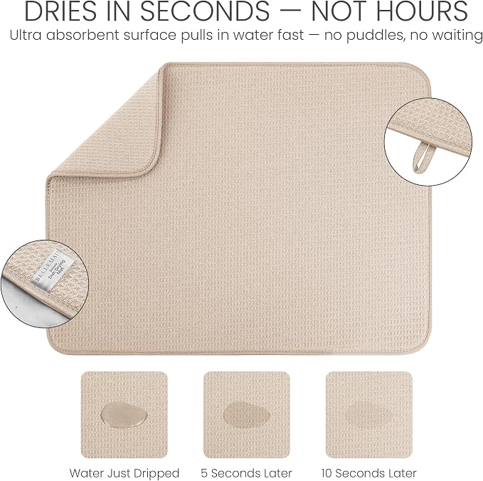 Bellemain XXL Dish Mat 24" x 17" Microfiber Dish Drying Mat, Super absorbent - Image 3